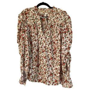 FREE PEOPLE Meant to Be Floral Long Sleeve Cotton Top Size L